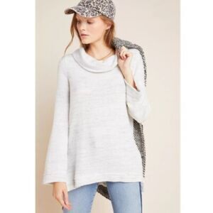 Maeve Anthropologie Risa Hacci Cowl Neck Tunic Sweater Size M Heathered Gray